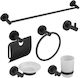 Wall Mounted Metal Bathroom Accessory Set Black 6pcs