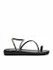 Leder Flache Sandalen für Damen Flatforms Black/Gun