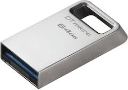 Kingston DataTraveler Micro Gen2 64GB USB 3.2 Stick Silver