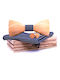 Legend Accessories Ξύλινο Bow Tie Set with Μανικετόκουμπα and Μαντήλι Blue