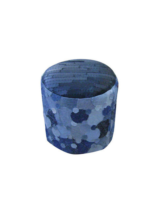 POUF BOX JGS S.A. Leder Blau mit Schwarz KB-385A Rund STOOL-029 35x35x35cm