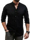 Senior Men's Shirt Long Sleeve Linen Black