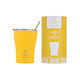 Estia Coffee Mug Save The Aegean Recyclable Glass Thermos Stainless Steel BPA Free 350ml Pineapple Yellow with Straw