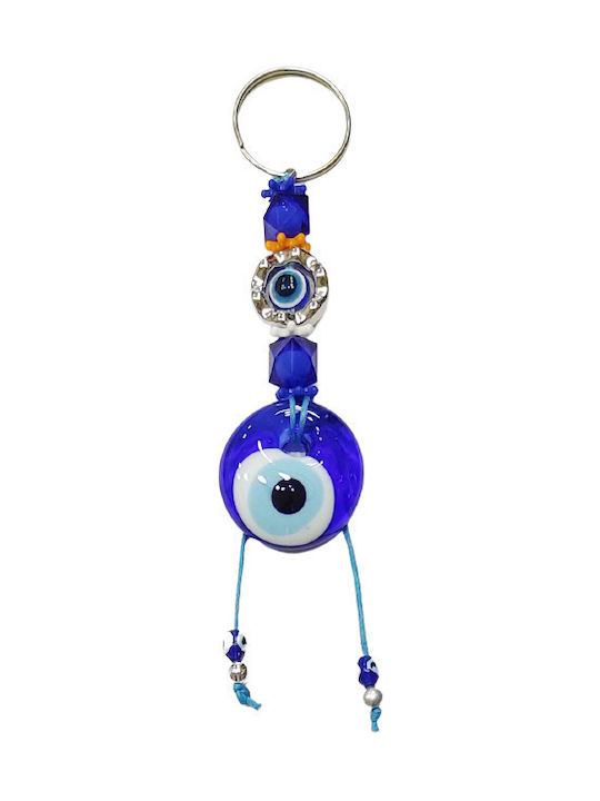 Kostibas Fashion Handmade Metallic Eye Keychain Blue