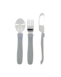 Twistshake Baby Cutlery Set made of Metal for 12+ months 3pcs Pastel Grey