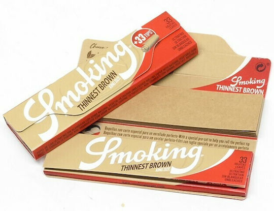 Smoking Brown Zigarettenpapier King-Size Slim mit Kegelspitzen 33 Blätter 1Stück