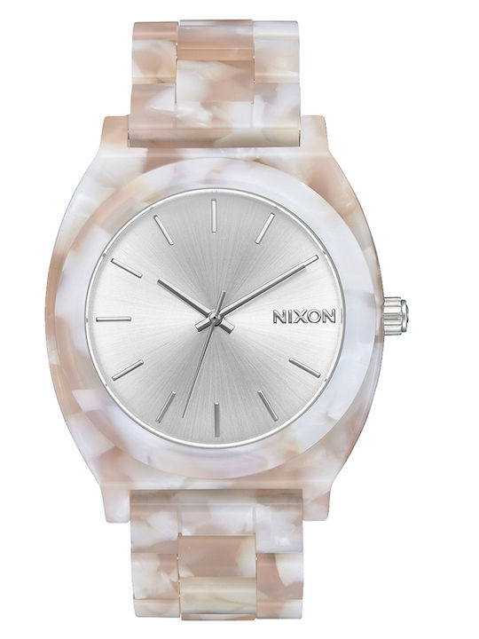 Nixon Time Teller Acetate Γυναικείο Ρολόι 40mm Μπαταρίας με Ροζ Καουτσούκ Λουράκι