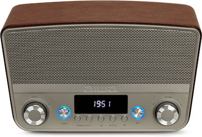 Aiwa BSTU-750BR Επιτραπέζιο Ραδιόφωνο Ρεύματος με Bluetooth και USB Καφέ