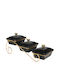 Keskor Metallic Dessert Divided Serving Tray with 3 Slots Black-Gold 34x14x15cm