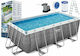 Bestway Schwimmbecken 8.124lt mit Metallic-Rahmen 412x201x122cm Grau