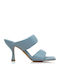 Leder Damen Sandalen in Hellblau Farbe