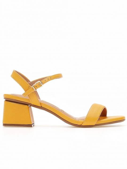 Vizzano Women's Sandals Yellow with Chunky Medium Heel