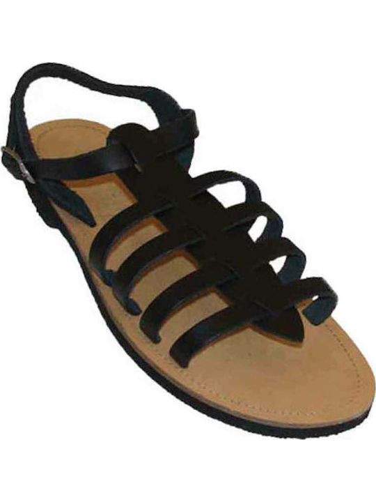 Leder Flache Sandalen für Damen Black Leather