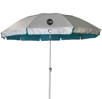 Campo Cuba 220 Beach Umbrella Aluminum Diameter 2.2m with UV Protection and Air Vent Silver/Blue