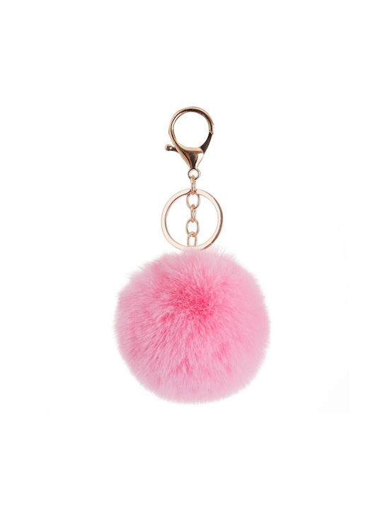 Χνουδωτή Μπάλα Μπρελόκ Κλειδιών Fur ball - Ανοιχτό Ροζ OEM