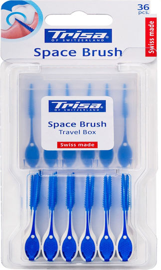 Trisa of Switzerland Space Brush Travel Box Интердентални Четки с Дръжка Син 36 Бройки