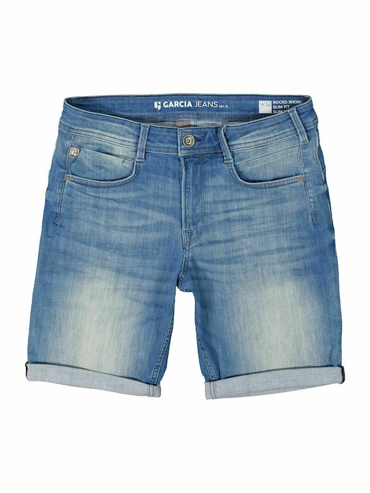 Bermude pantaloni scurți pentru bărbați blugi elastici cu fermoar Garcia Jeans (695-7641-MEDIUM-USED-BLUE)