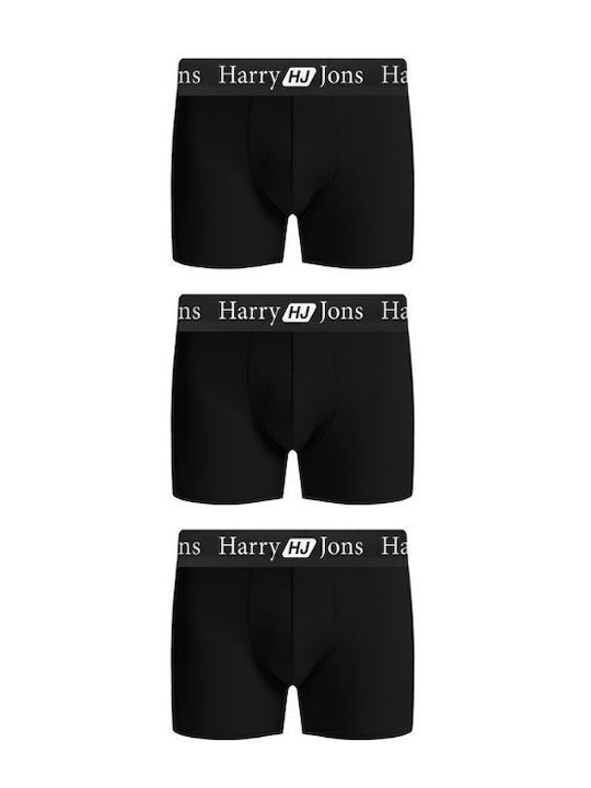 Men's boxers Harry Jons BLACK 3 pieces Cotton
 Black