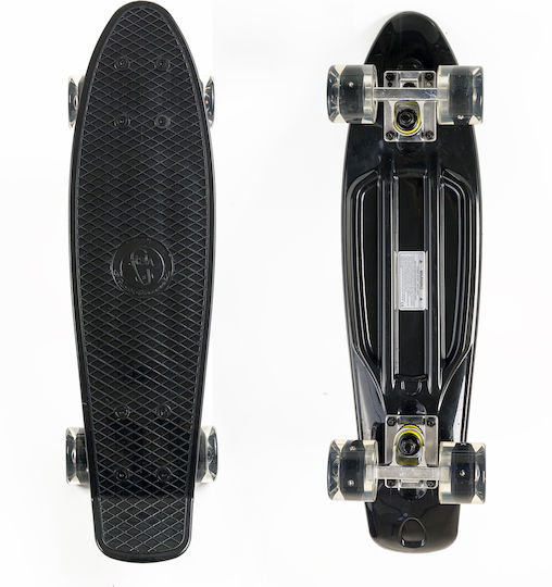 Fish Skateboards Mini Cruiser 6" Complet Placa Penny Negru cu roți LED