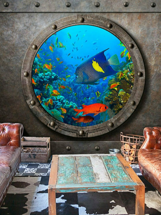 Wall Mural Submarine Window Fabric Silver 250x175cm