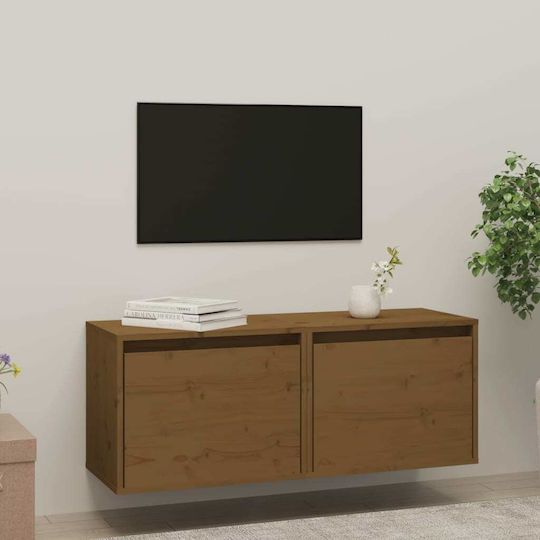 Wall Living Room Cabinet Made of Solid Wood Brown Honey 45x30x35cm