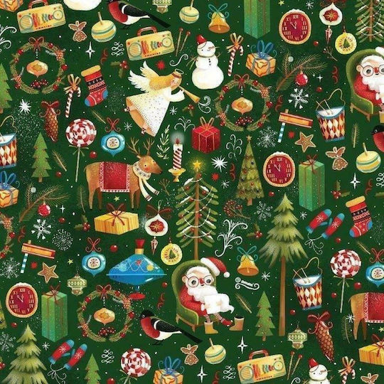 Svoora Svoora Опаковъчна хартия Christmas Ролка Коледно Опаковъчна хартия за Подарък Зелен 70см.