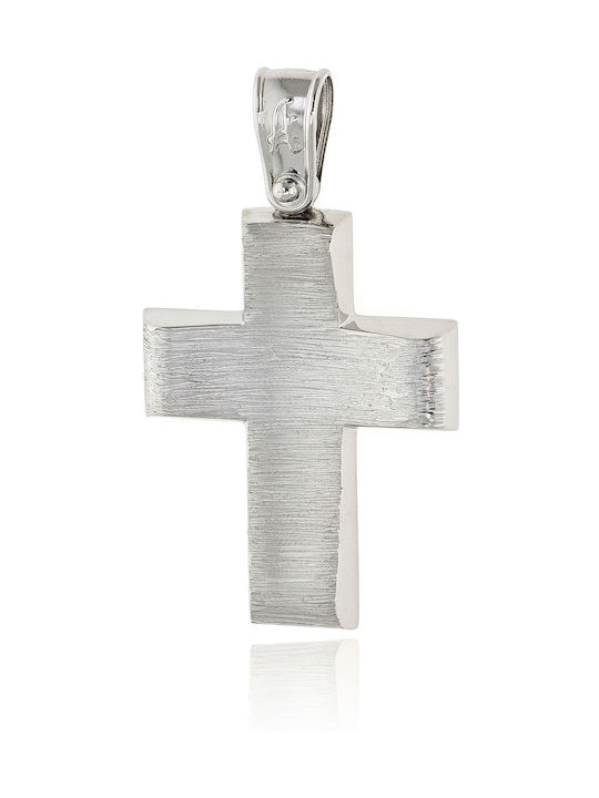 Skaras Jewels Men's White Gold Cross 14K with Chain