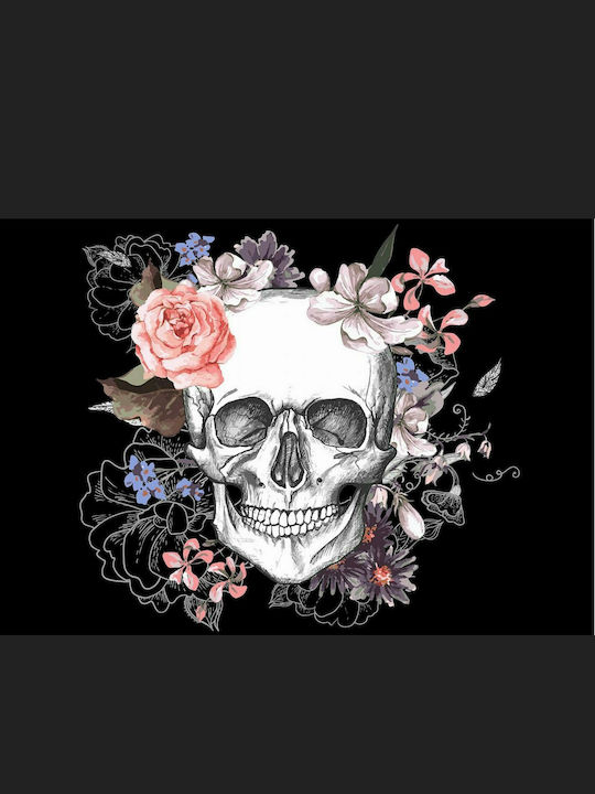 Fototapet de Perete 100x70cm Skull and Flowers Tesatura