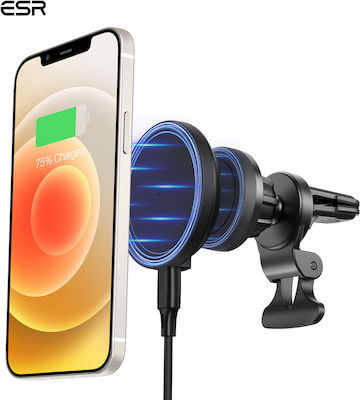 ESR Mobile Phone Holder Car Halolock with Magnet and Wireless Charging Black