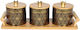 Keskor Set of 3 Ceramic Tea Jars with Lid and Stand Black 37x12.5x12cm 3 Pieces