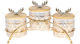 Keskor Set of 3 Ceramic Tea Jars with Lid and Stand White 27x10.5x15cm 3 Pieces