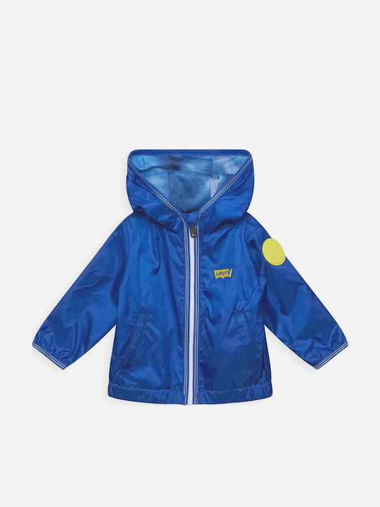 Kids' Sports Jacket Short Windproof with Hood Blue