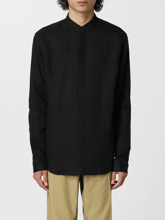 Long-sleeved Linen Shirt Black