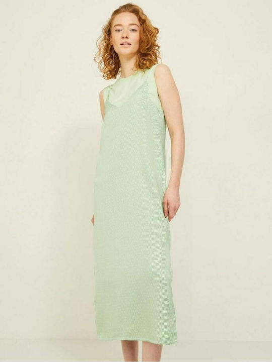 Summer Midi Dress Satin Wrap Pastel Green