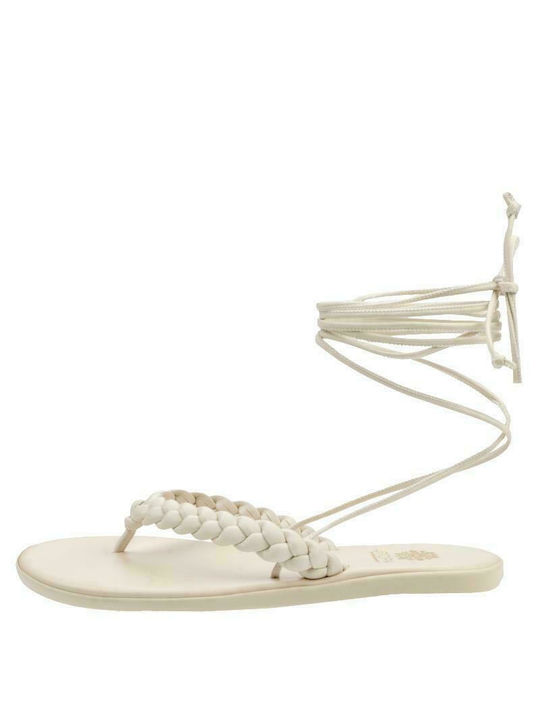 Utopia Sandals Leather Lace-Up Women's Sandals Off White