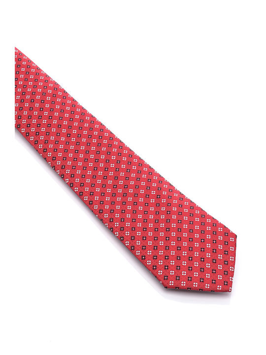 Ανδρική Γραβάτα Συνθετική με Σχέδια σε Κόκκινο Χρώμα