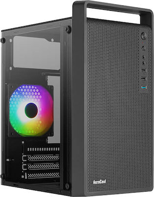 Aerocool CS-109 Gaming Mini Tower Κουτί Υπολογιστή με Πλαϊνό Παράθυρο και RGB Φωτισμό Μαύρο