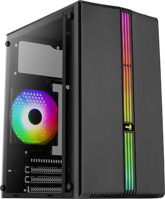 Aerocool Evo Mini Gaming Mini Tower Κουτί Υπολογιστή με Πλαϊνό Παράθυρο και RGB Φωτισμό Μαύρο