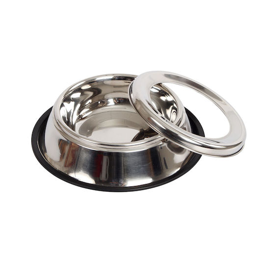 Kerbl Steel Anti-Splash Ανοξείδωτο Μπολ Φαγητού & Νερού για Σκύλο & Γάτα 900ml σε Ασημί Χρώμα