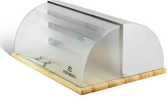 Edenberg Coș de pâine cu capac Inox Transparent 40x29x17cm