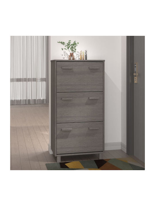 Wooden Shoe Organizer with 3 Shelves Gray 59.5x...