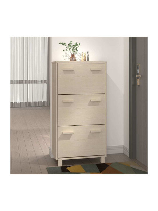 Wooden Shoe Organizer with 3 Shelves Brown Hone...