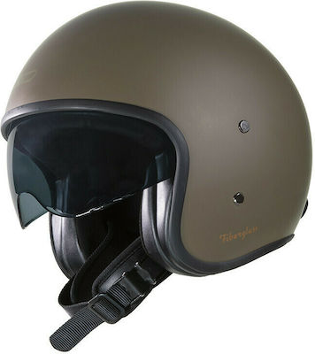 Garibaldi G03X Jet Helmet with Sun Visor ECE 22.05 Matt Coffee