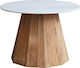 Egnar Round Solid Wood Side Table Λευκό L60xW60xH45cm