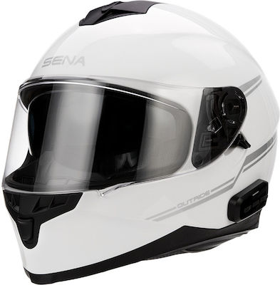 Sena Outride BT Full Face Helmet with Sun Visor ECE 22.05 / ECE 22.06 1600gr Glossy White OUTRIDE-GW00S