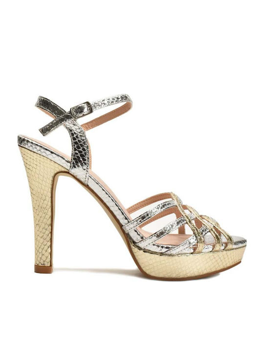 Azarey Leather Sandals Gold/Silver