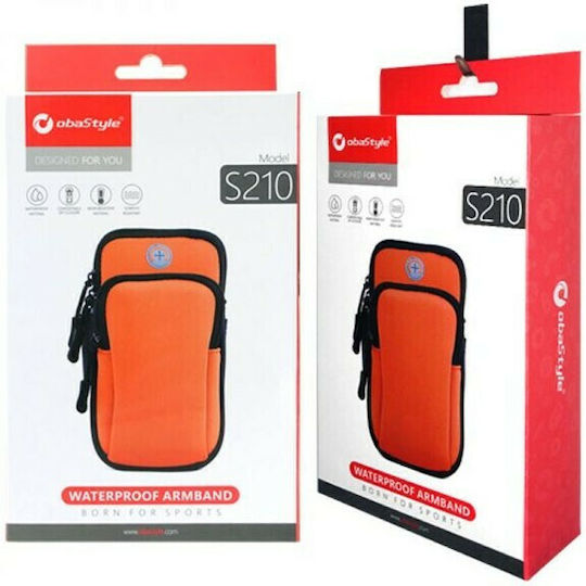 ObaStyle Compartment Sport Fit Aarmband Ръчна лента до 6.7" Оранжев