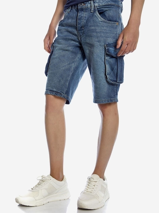 Camaro Men's Denim Monochrome Shorts Blue