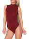 Sleeveless Turtleneck Bodysuit Burgundy