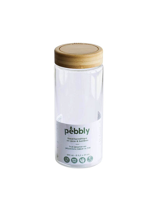 Pebbly Vase General Use with Lid Glass 850ml 1pcs